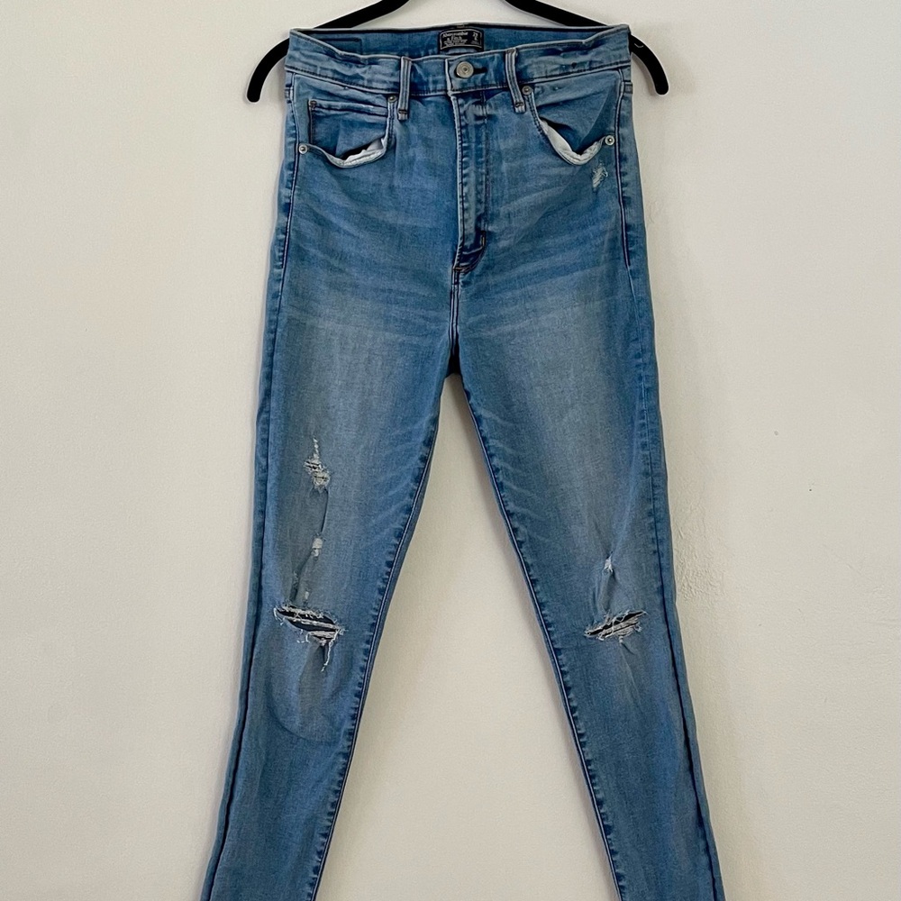 Abercrombie & Fitch Light Blue Distressed Skinny Jeans